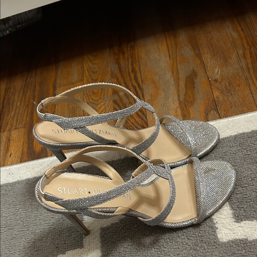 Stuart Weitzman Glittering Silver Heels